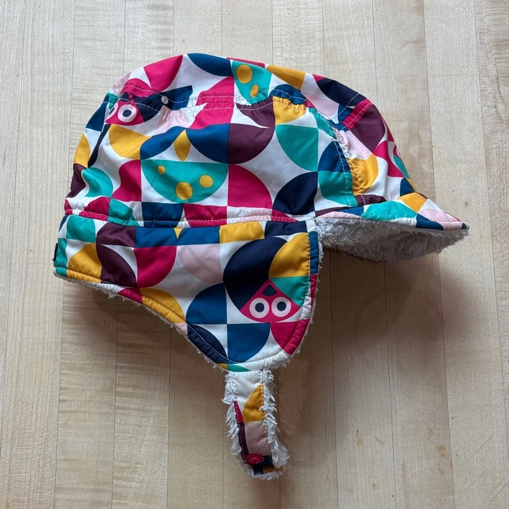 Patagonia Infant Toddler Earflap Shelled Synchilla Cap Colorful Geometric Fleece
